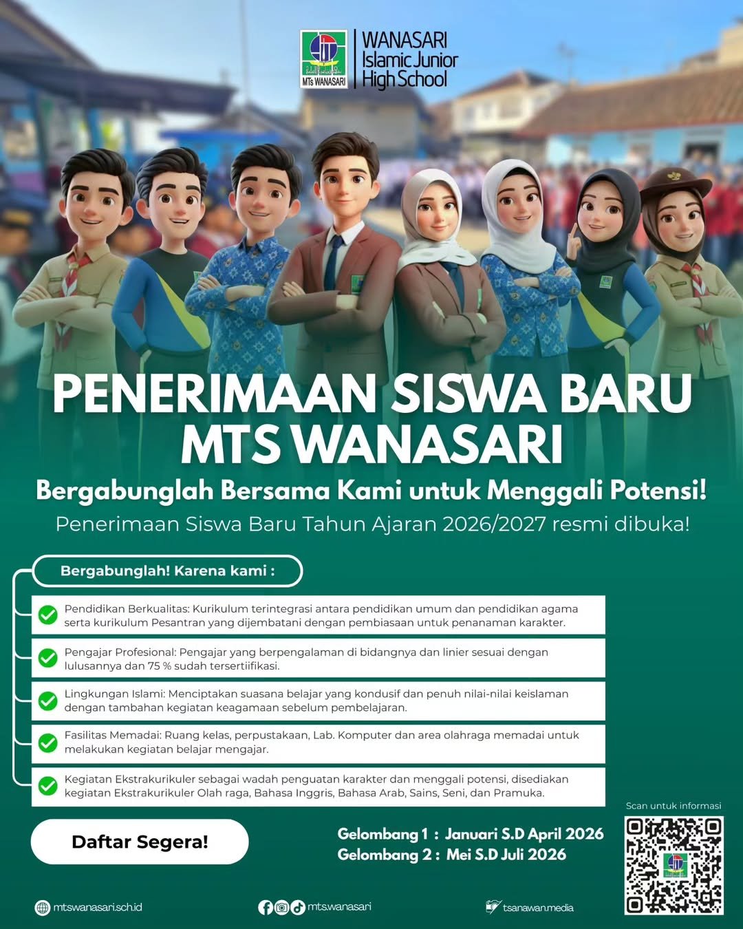 Informasi Alur dan Link Pendaftaran Online MTs Wanasari